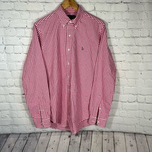 Ralph Lauren Mens Flesh Pony Pink Gingham Shirt  Button Down Shirt M Medium